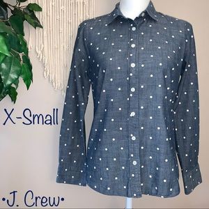 J. Crew Factory Polka Dot Button Up Shirt, X-Small